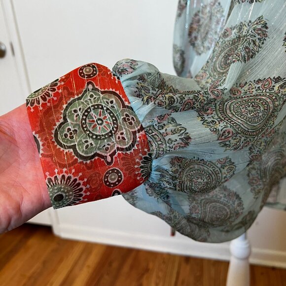 FREE PEOPLE Kantha Shimmer Tie Front Kimono, Size OS - Picture 8 of 10